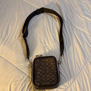 Coach Signature Black and Brown Belt Bag